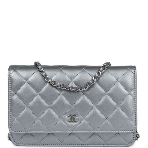 chanel woc lambskin silver|Chanel Wallet On Chain WOC Silver Metallic .